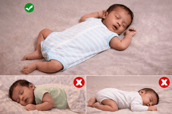 Infant sleep positions compared: back sleeping marked safe, side and tummy sleeping marked unsafe