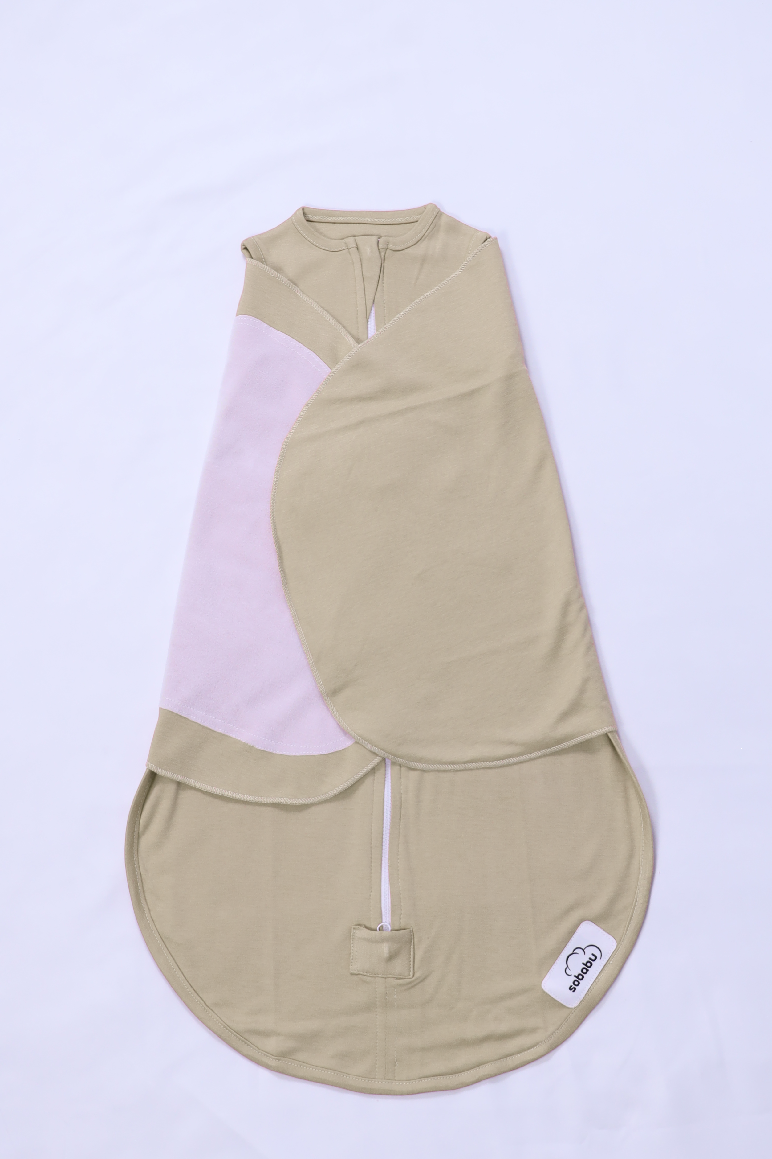 Sandy Whisper Beige baby transitional sleepsack flatlay 